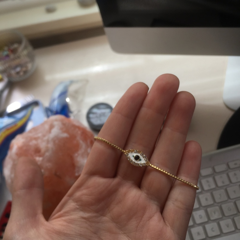 golden evil eye adjustable bracelet